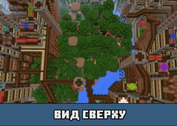 Вид сверху на карте на город с машинами для Майнкрафт ПЕ